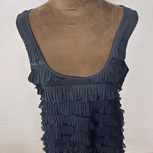 Tank Dress L Layered Y2K Tunic Mini Tiered Gatsbycore Chiffon Flapper Glam - Picture 7 of 11